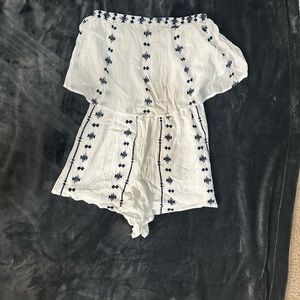 White and blue romper